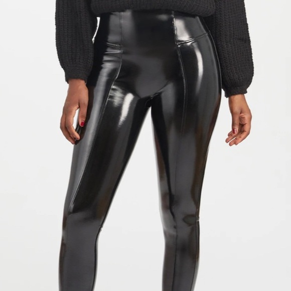 Never worn Spanx patent leather look leggings size large tall - Picture 2 of 3